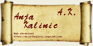 Anja Kalinić vizit kartica